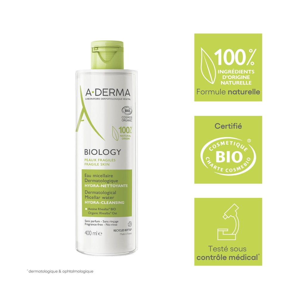 A-Derma Biology - Eau micellaire dermatologiquehydra nettoyante BIO Nettoyant