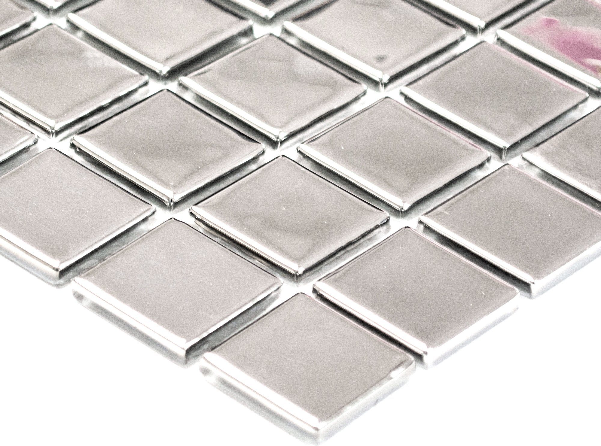 Mosani Mosaikfliesen Glasmosaik Crystal Mosaikfliesen silber glänzend / 10 Matten