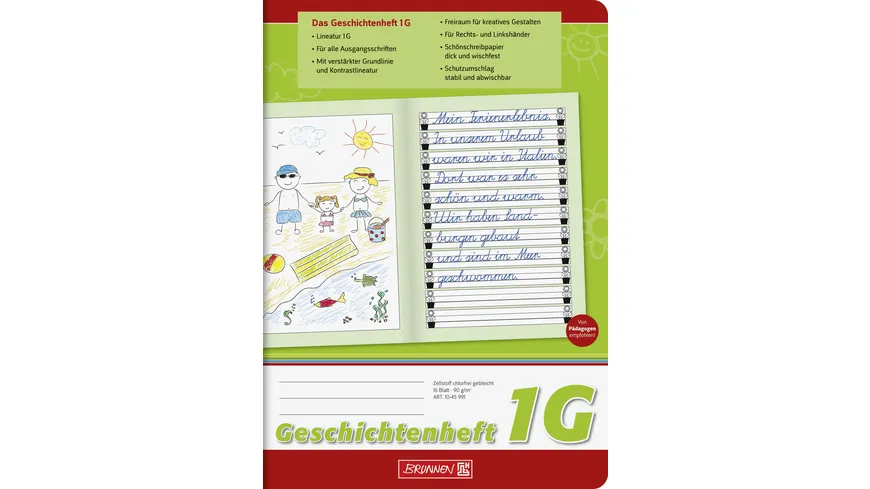 BRUNNEN Geschichtenheft A5 Lineatur 1G