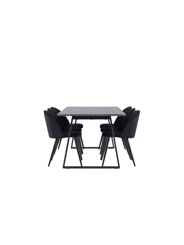 ebuy24 Essgruppe Malaga (7-teilig) Schwarz 200 x 90 cm günstig kaufen onesize