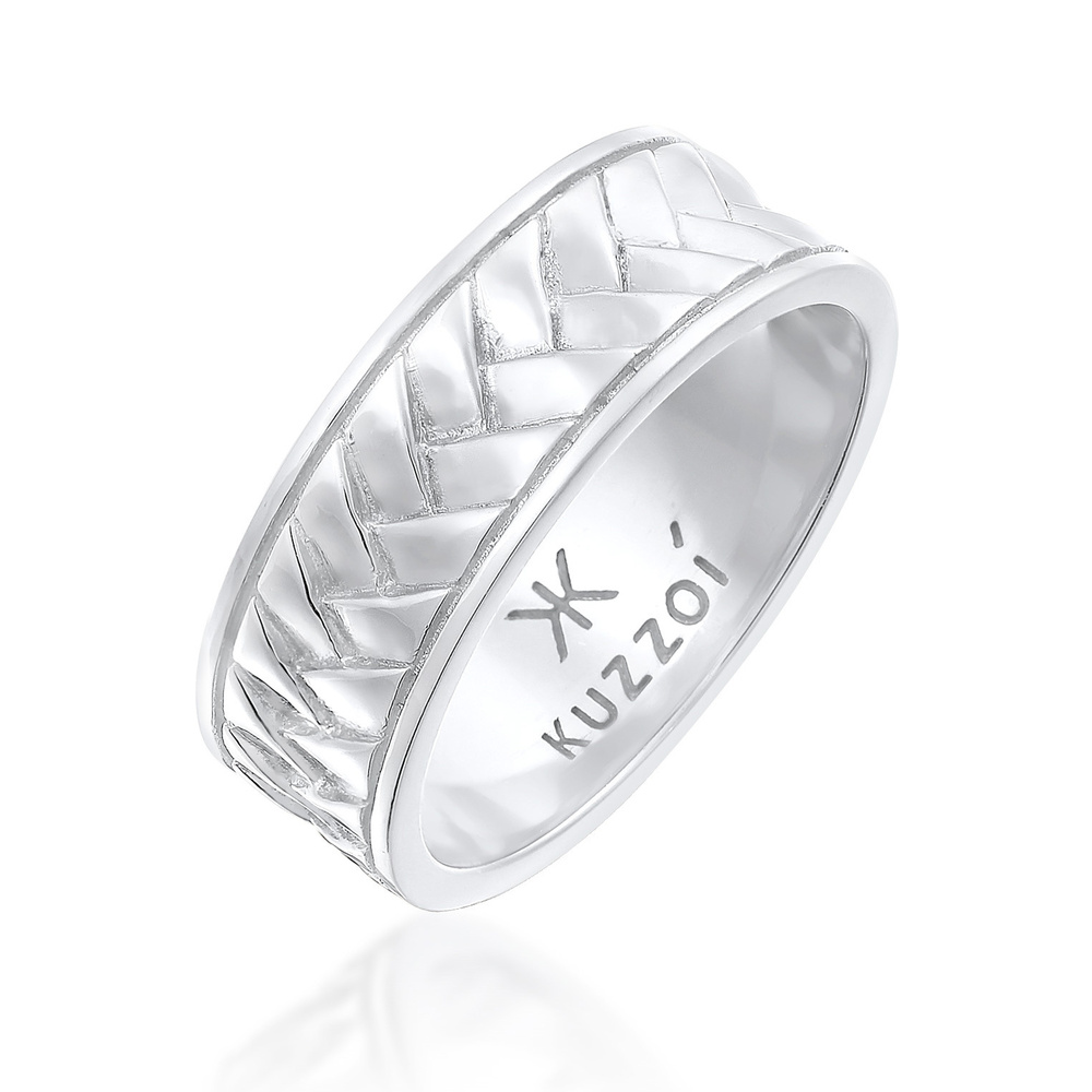 KUZZOI KUZZOI Bague Bague pour homme à chevrons Vintage en argent sterling 925 massif Bague