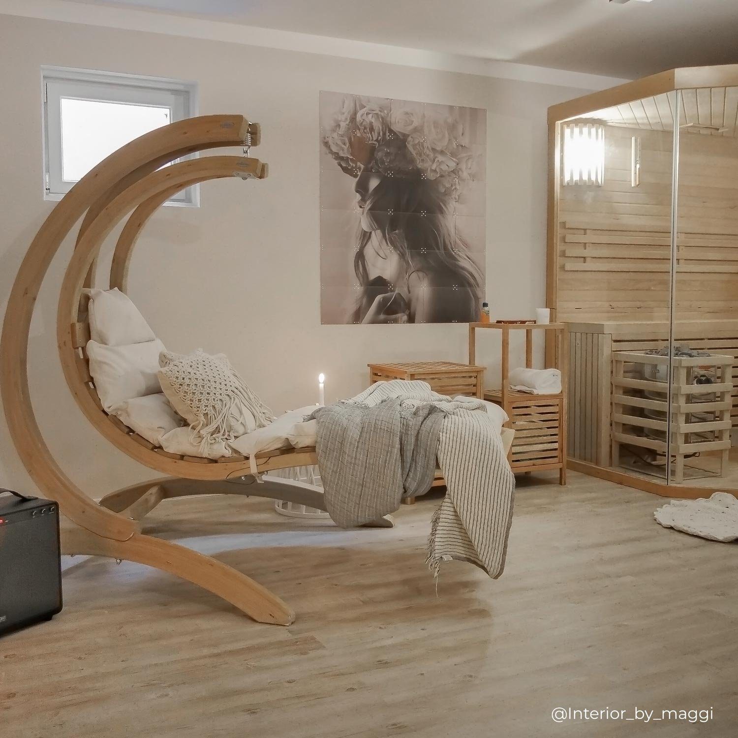 Amazonas Hängesessel Swing Lounger creme - Schwebelige + Sitzkissen + Spiralfeder