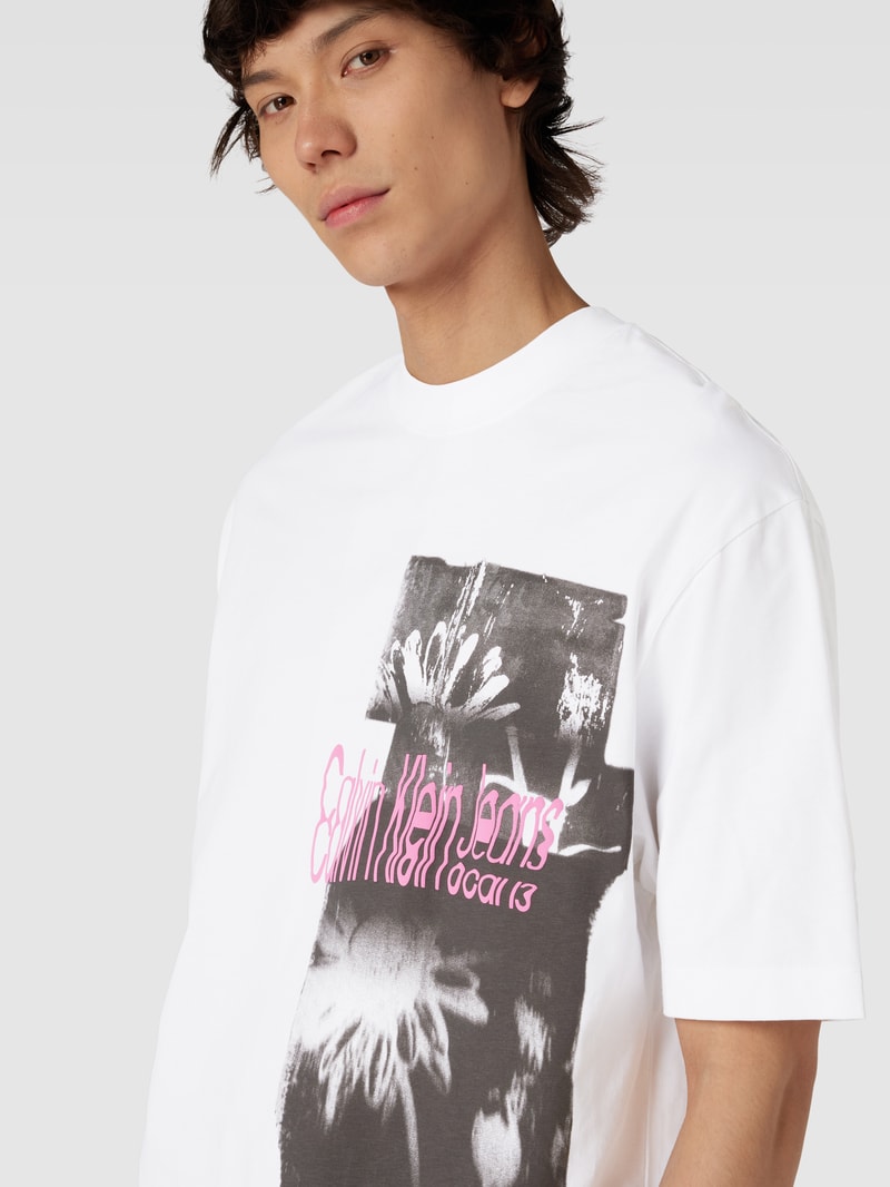 T-Shirt mit Logo-Print T-Shirt mit Logo-Print Modell 'DISRUPTED' in weiss