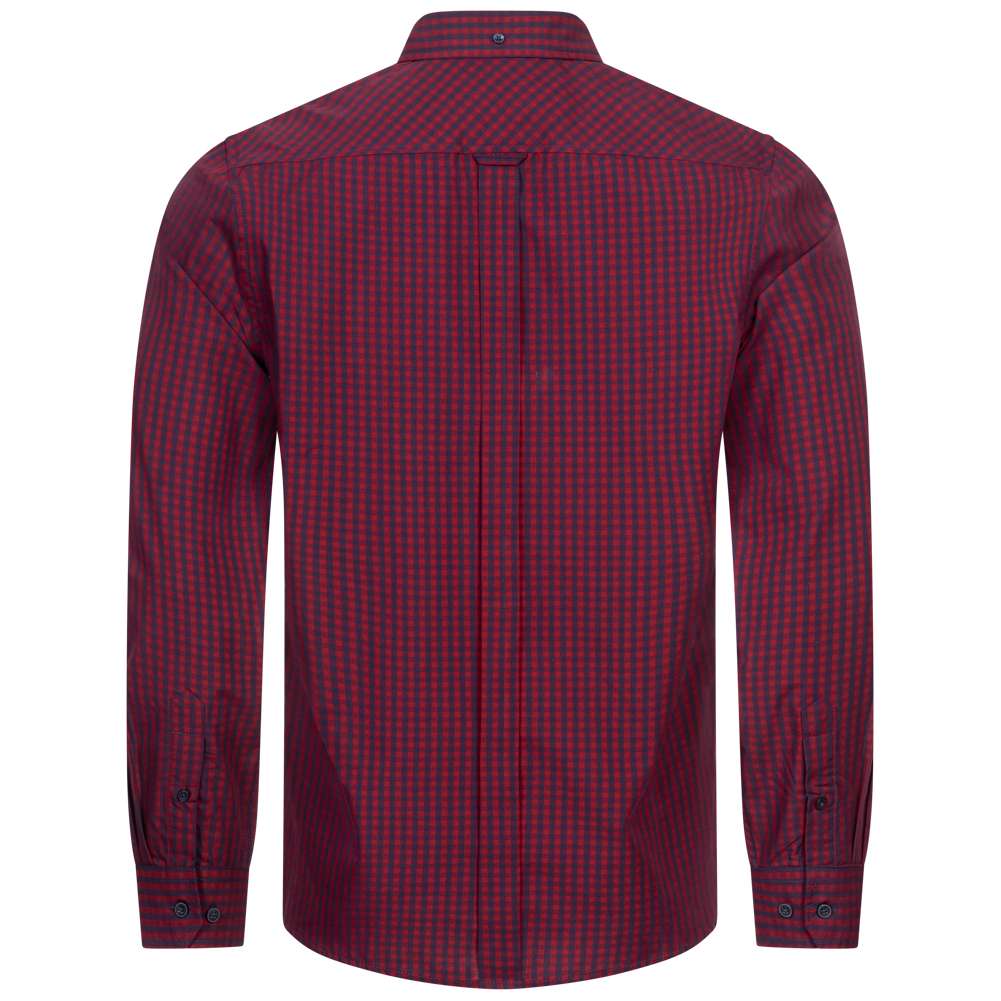 BEN SHERMAN Signature Herren Langarm Hemd 0076262-DARK RED
