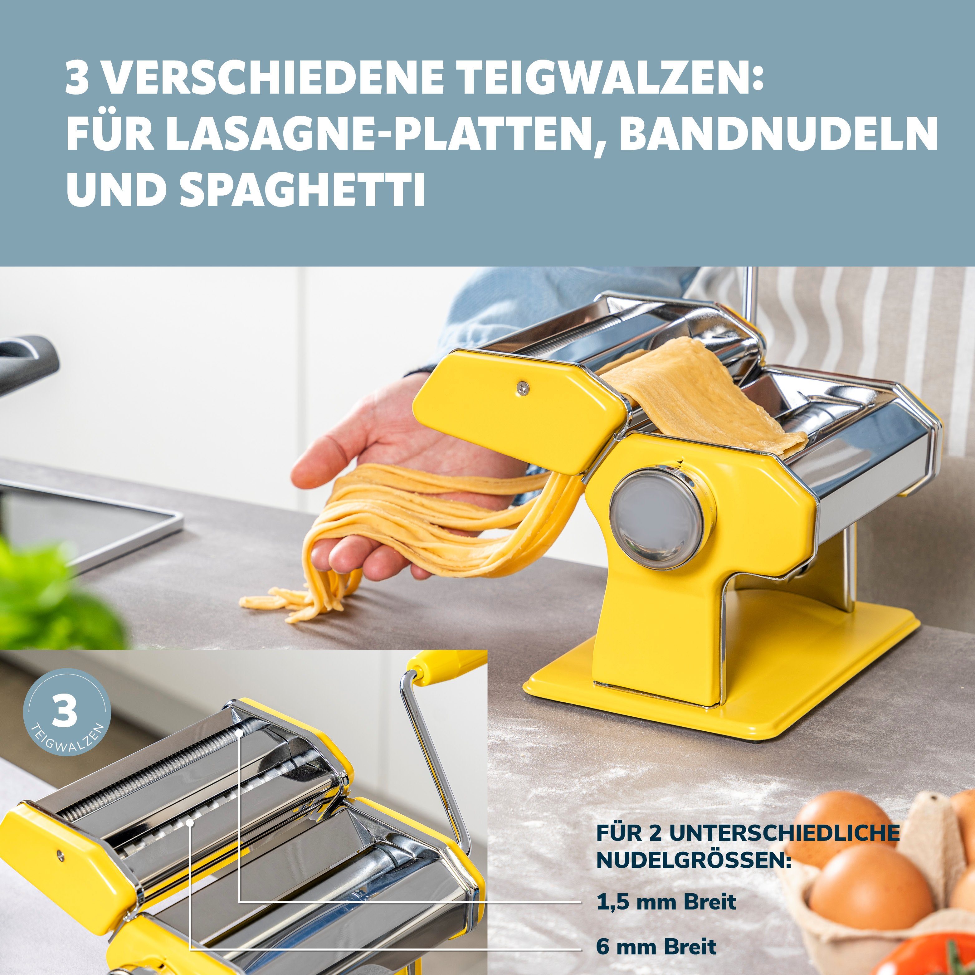 bremermann Nudelmaschine bremermann Nudelmaschine Edelstahl/Metall gelb - für Spaghetti, Pasta