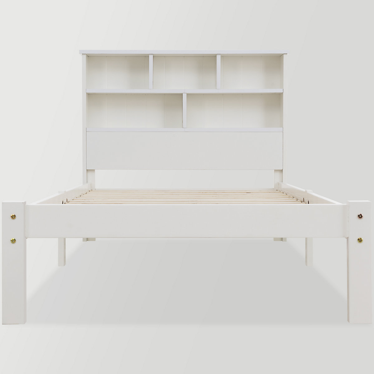 Einzelbett 90x200cm aus Massivholz mit Schubladen, Bücherregal und Lattenrost