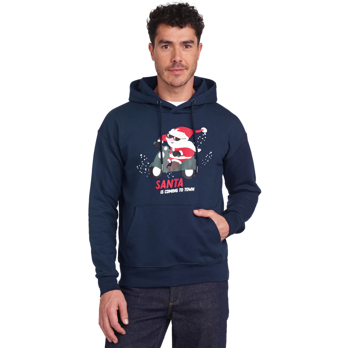 Herren Weihnachtssweatshirt mit Print dunkelblau