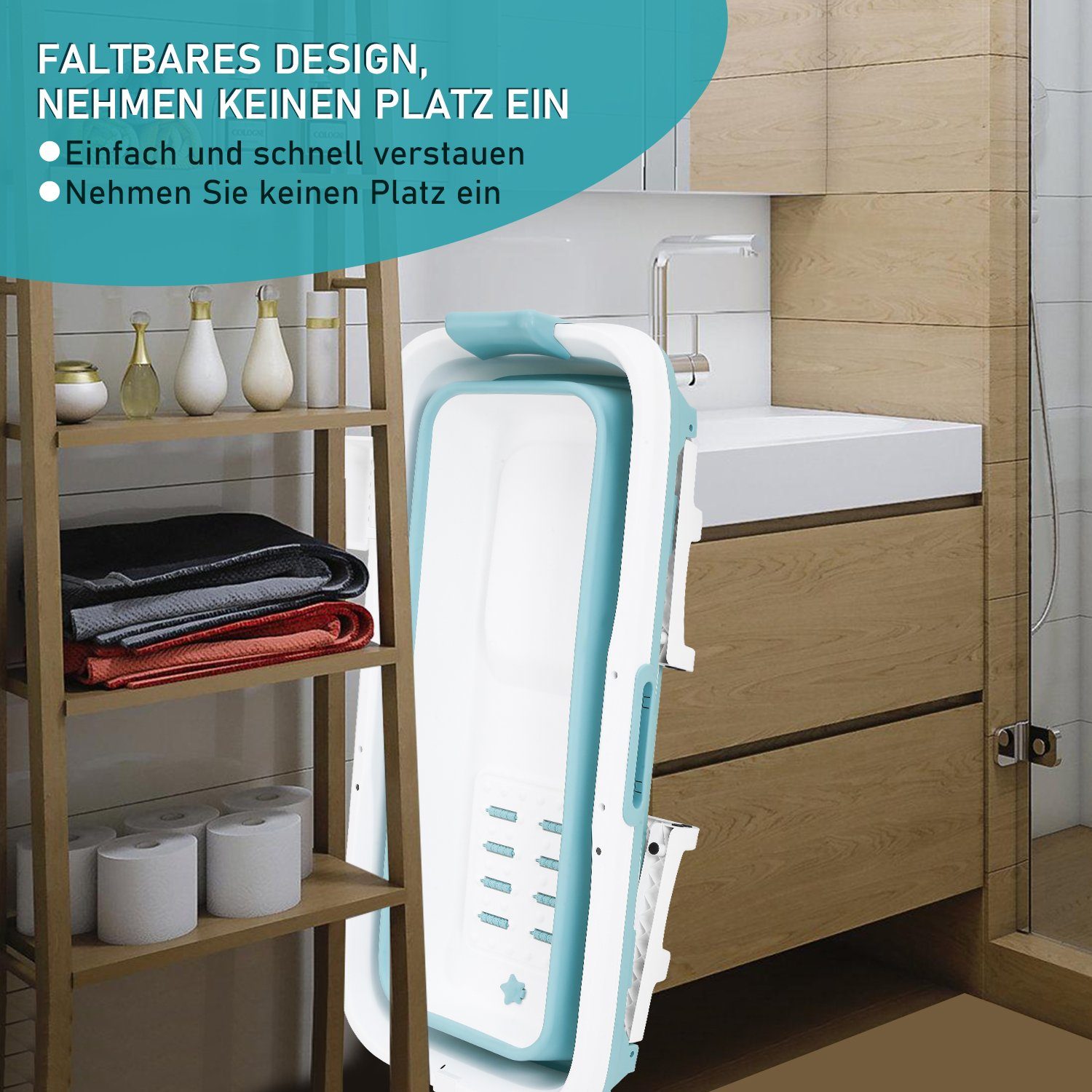 Yakimz Badewanne 132x60x50cm Badewanne Faltbare Badewanne Erwachsene, Foldable Bathtub