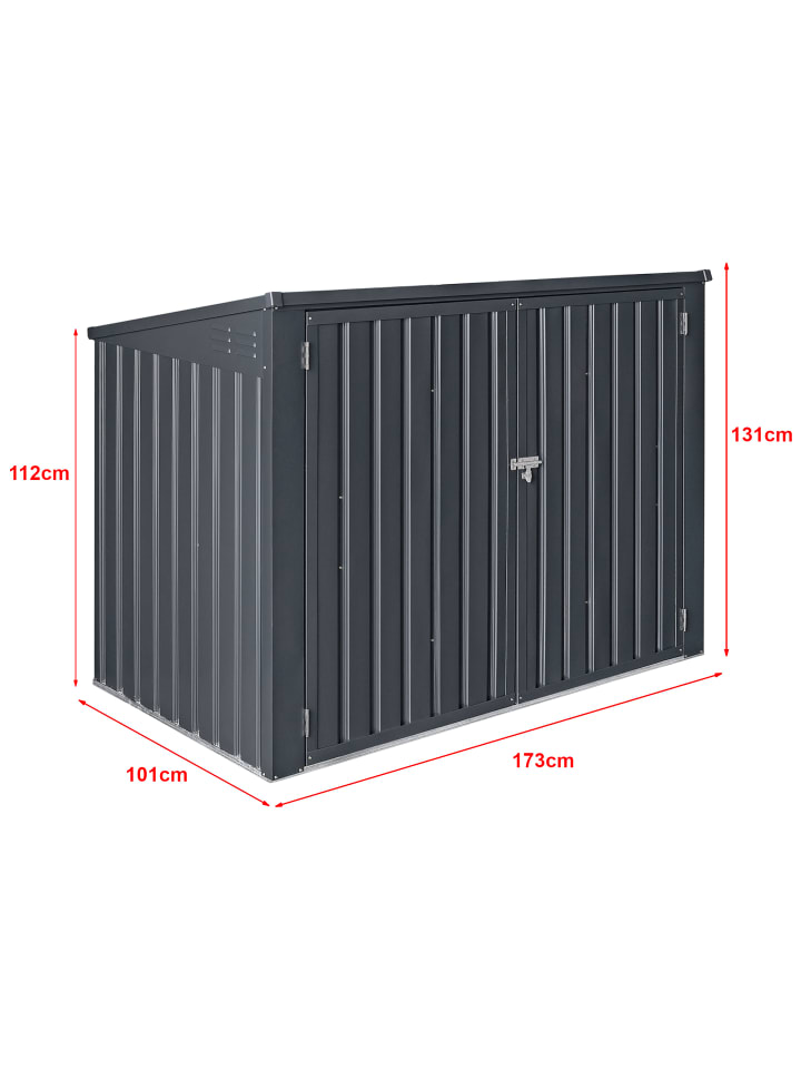 en.casa Mülltonnenbox Grebin für 2 Tonnen in Grau (L)173cm günstig kaufen onesize