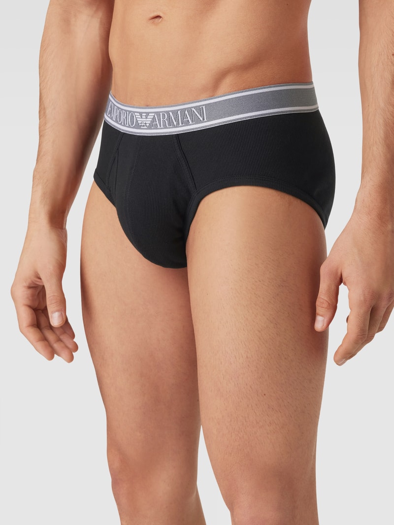 Slip mit Feinripp in schwarz