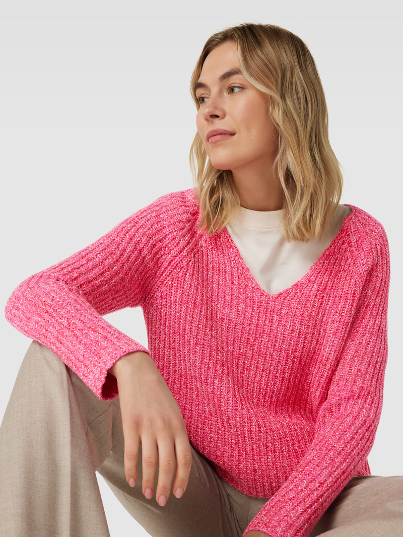 Strickpullover in Melange-Optik Modell 'Sangi' in hellrot