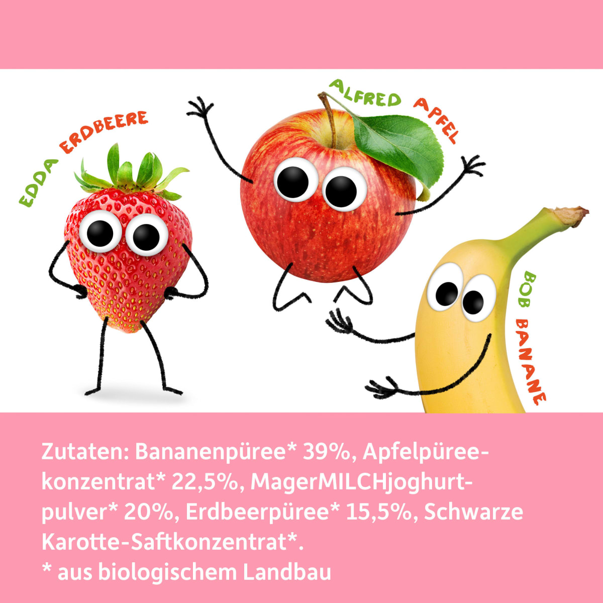 Kindersnack Smoothie-Chips Banane Apfel Erdbeere mit Joghurt, ab 3 Jahren, 16 g
