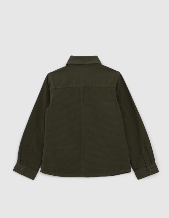 Chemise kaki bi matière en velours et canvas garçon