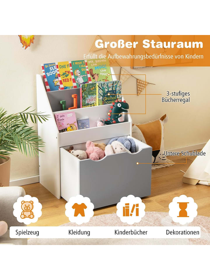 COSTWAY Spielzeugregal in Grau günstig kaufen 28 cm