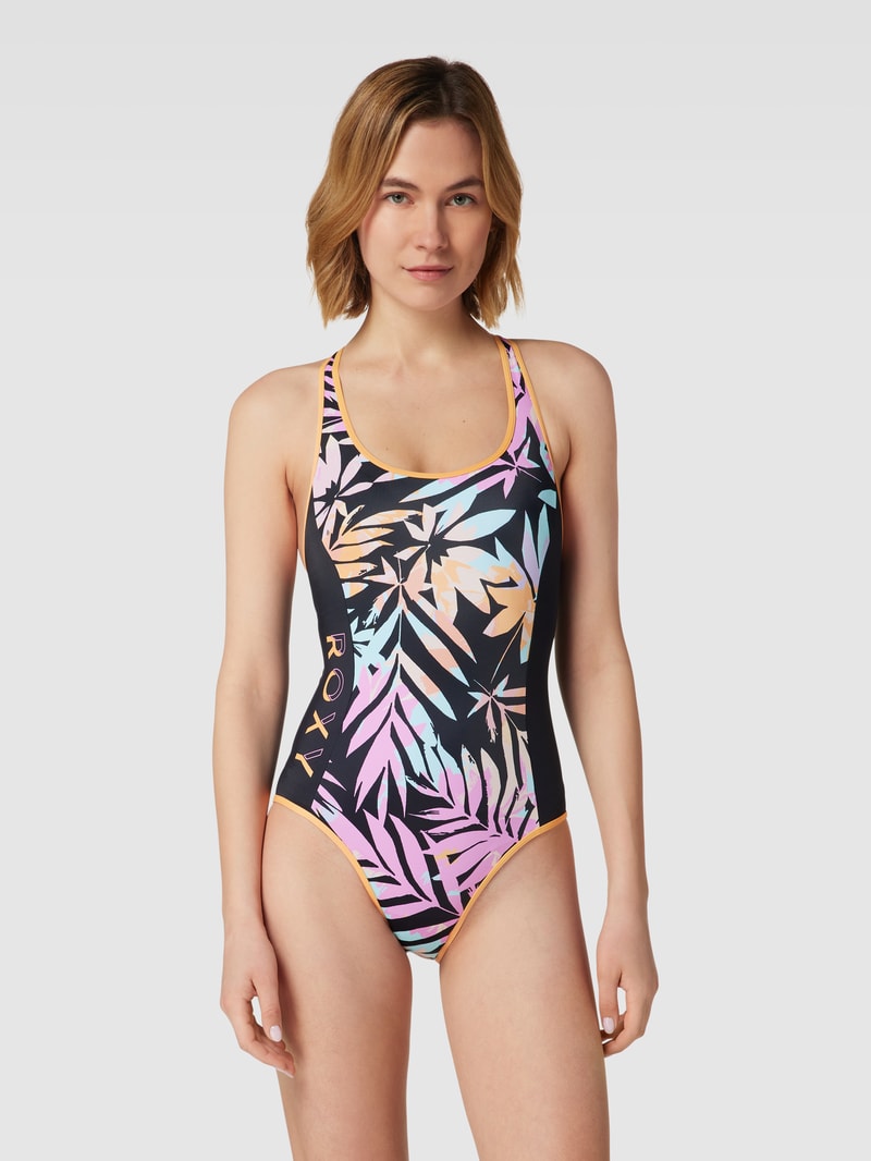 Badeanzug mit Label-Print Modell 'ACTIVE' in schwarz