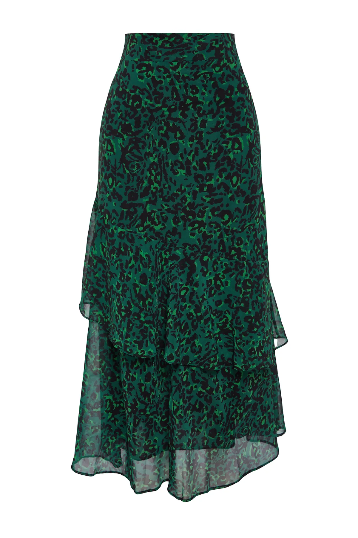 Trendyol Modest  Grüner, gefütterter Webrock mit Tiermuster TCTAW24EE00020