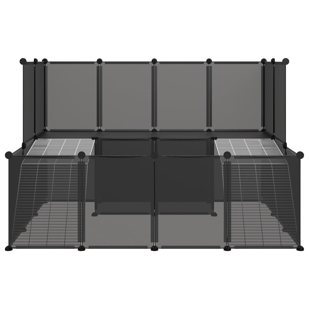 vidaXL Kleintierkäfig Kleintierkäfig Schwarz 143x107x93 cm PP und Stahl Hasen Kaninchen Hams