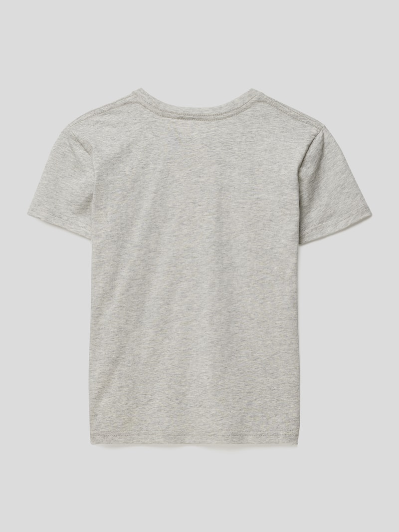 T-Shirt mit Label-Print in hellgrau meliert