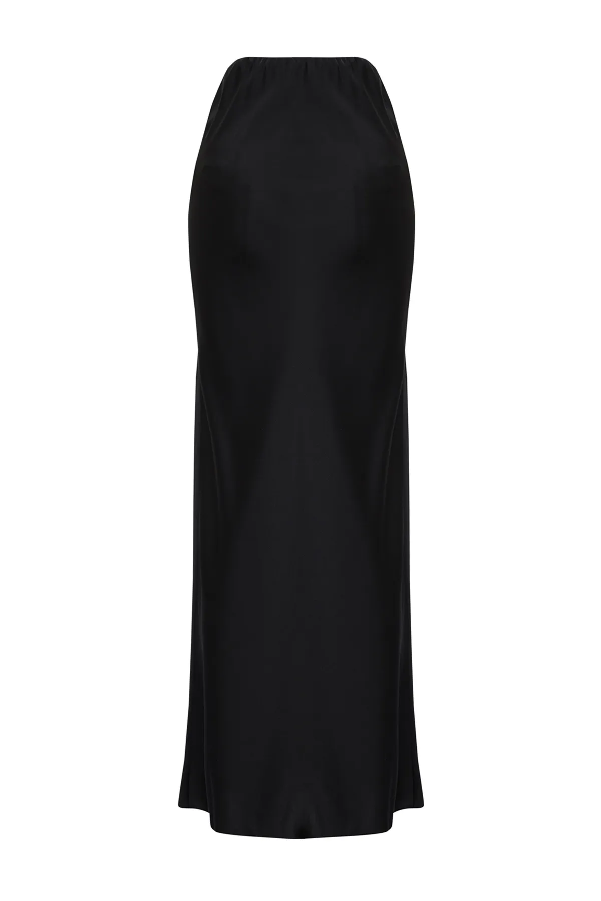 Trendyol Collection  Schwarzer Maxi-Webrock in Fischform aus Satin TWOSS24ET00120