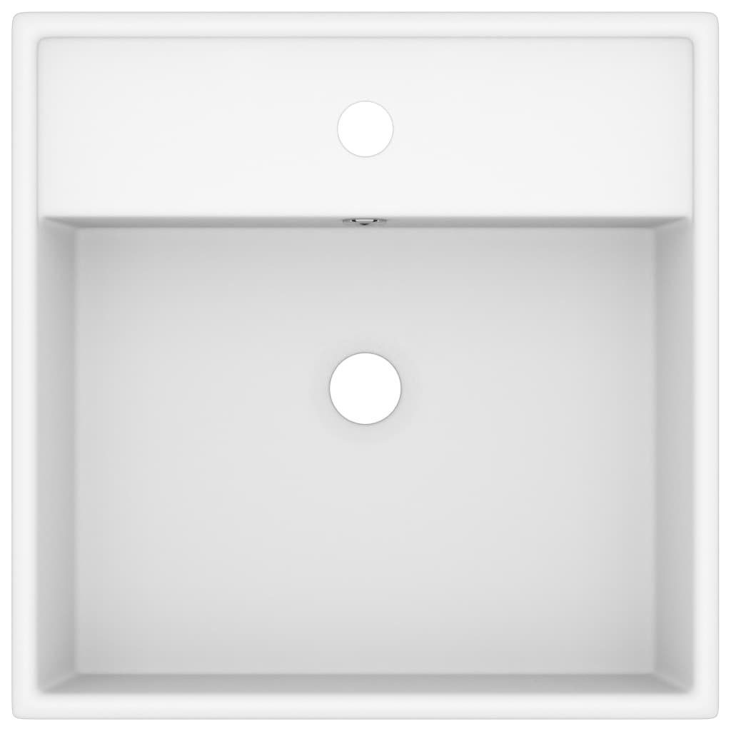 vidaXL Waschbecken Luxus-Waschbecken Überlauf Quadratisch Matt Weiß 41x41 cm
