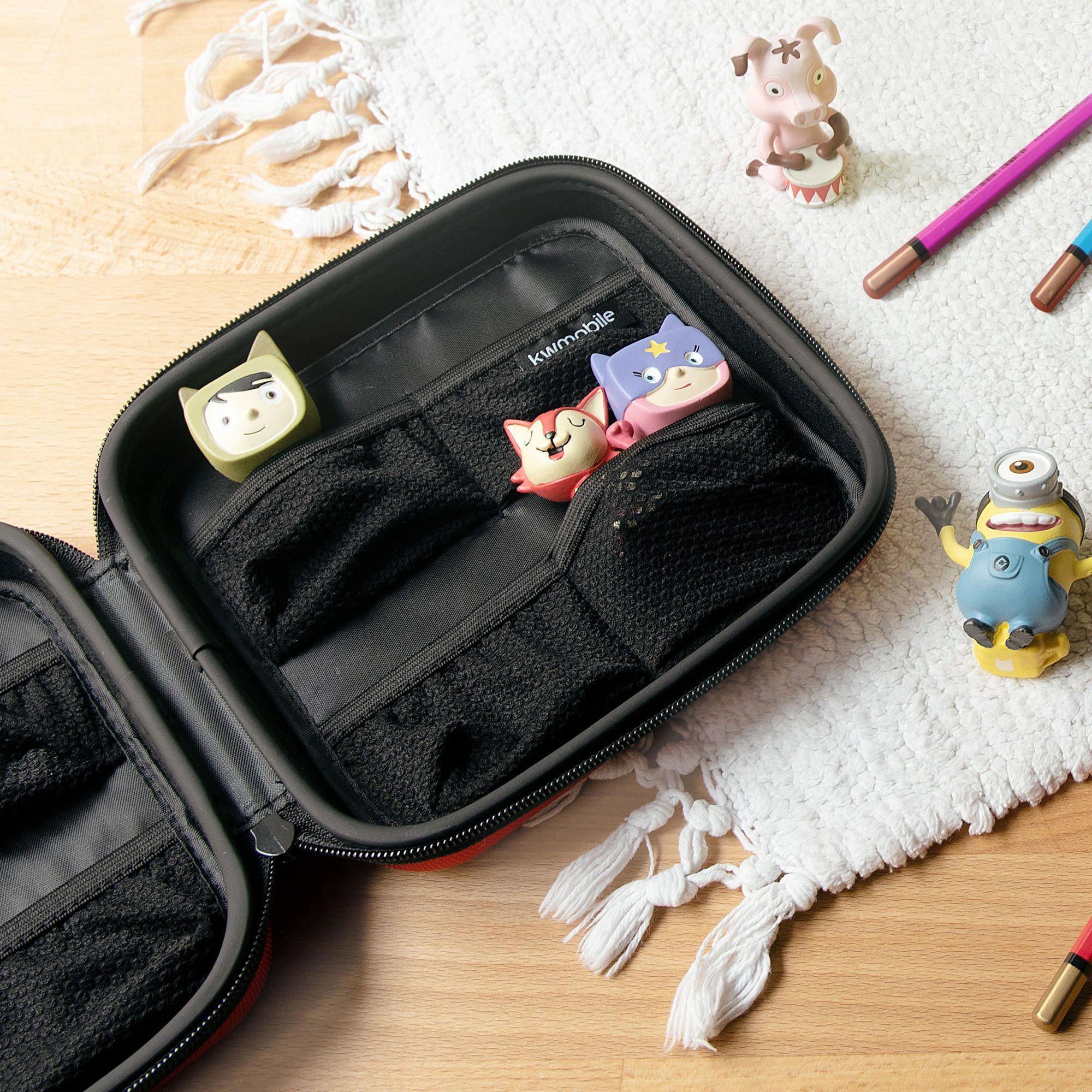 kwmobile Aufbewahrungsbox Tasche für Tonies, aus Nylon - Transportbox für bis zu 20 Tonie Figuren - Hartschale Box