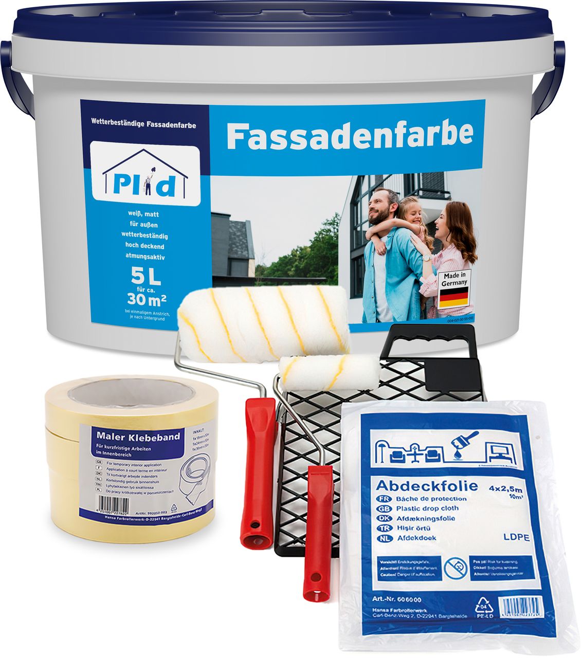 Prinzstark Fassadenfarbe Aussenfarbe Fassadenwetterschutz Anstreichset Weiß