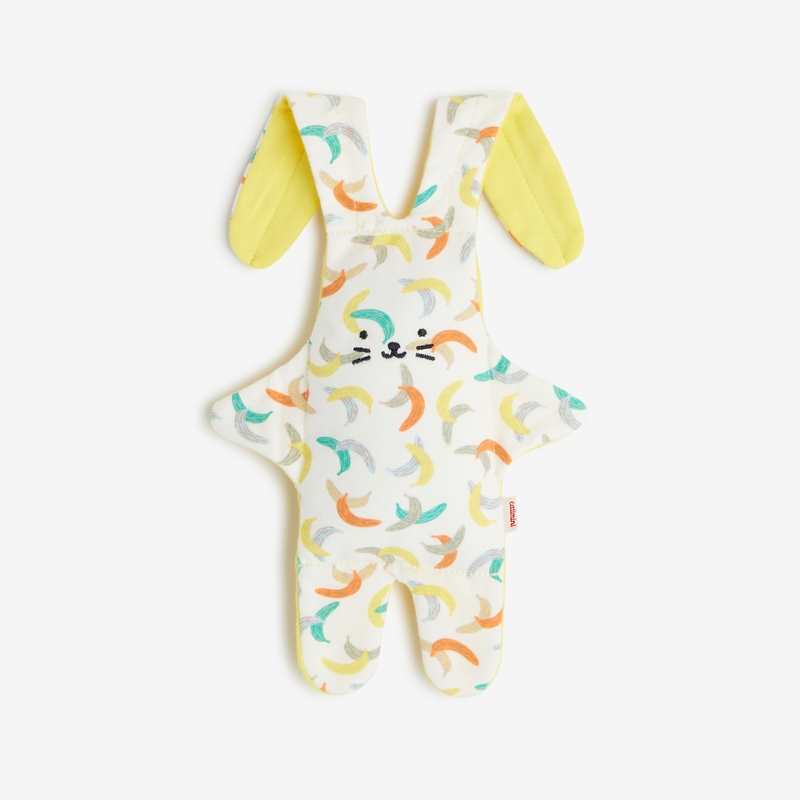 Doudou bébé lapin à motifs bananes blanc Catimini