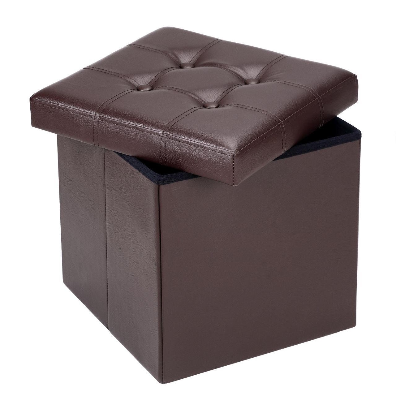 Casaria Faltbarer Sitzhocker mit Stauraum braun 38x38x38 cm