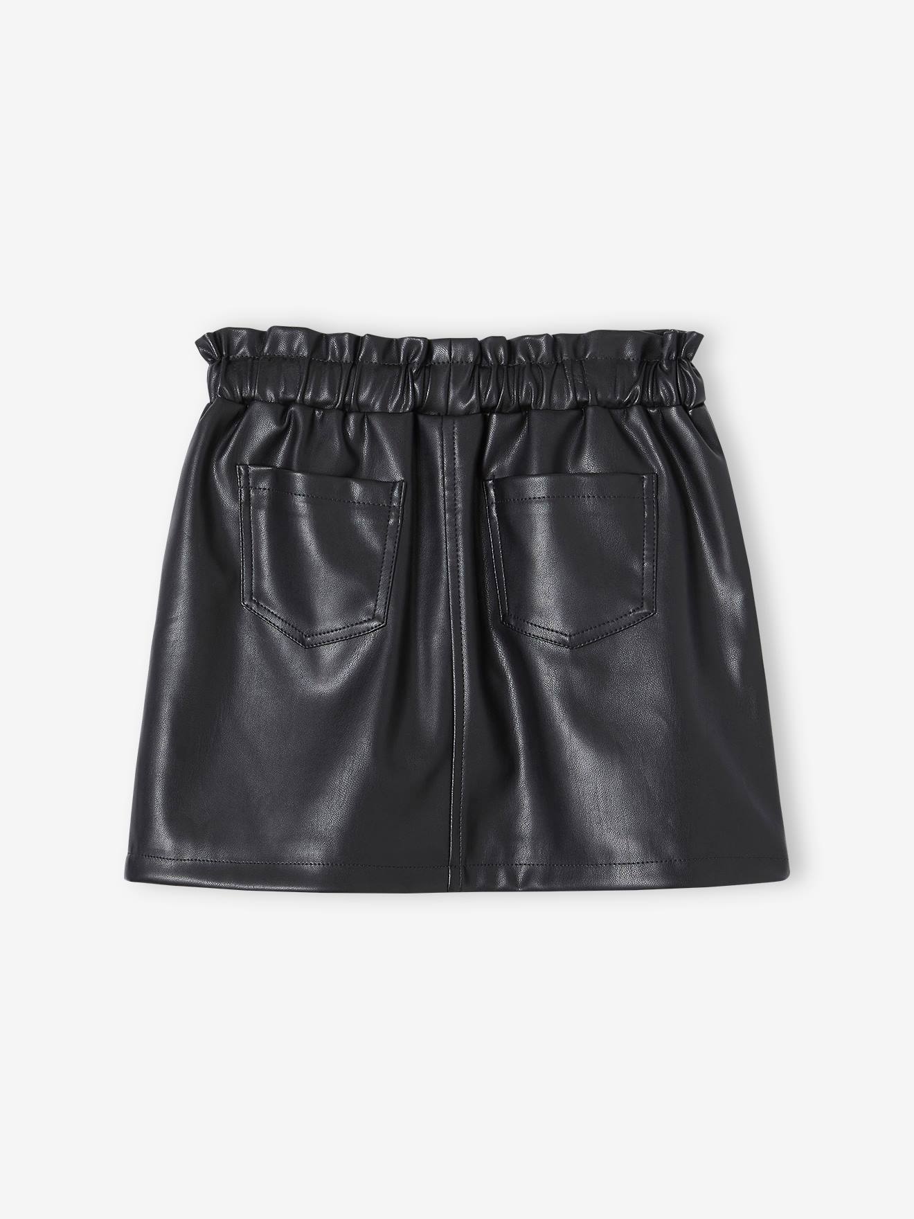 Jupe simili cuir fille noir