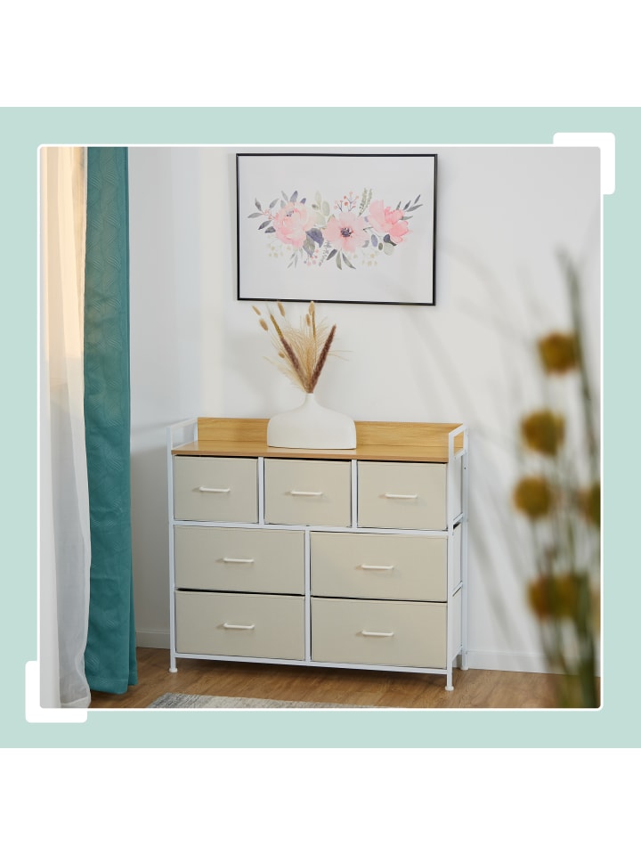 relaxdays Kommode in Beige/ Weiß - (B)100 x (H)85 x (T)30,5 cm günstig kaufen onesize