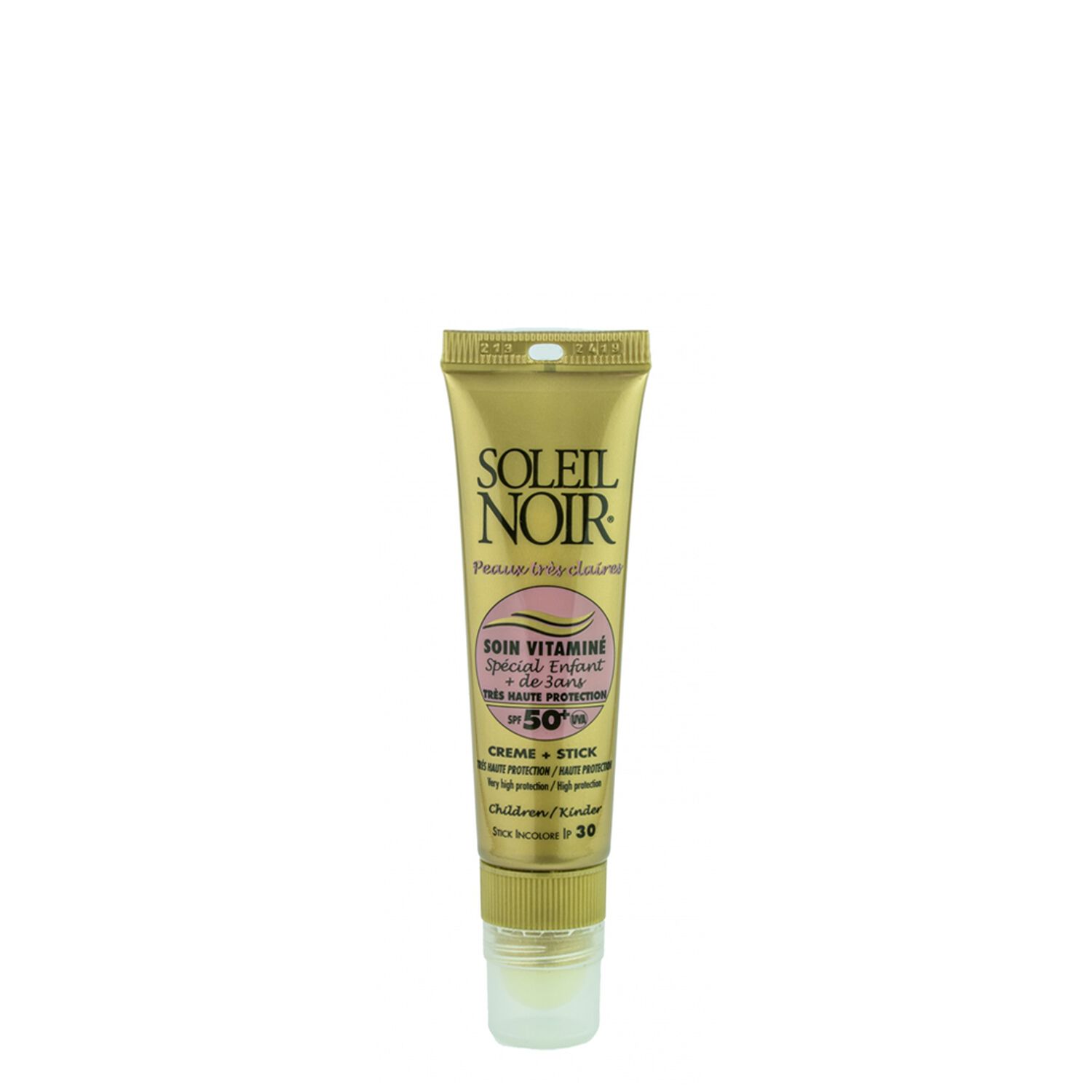 Soleil Noir Soin Vitaminé Crème SPF50+ + Stick SPF30 Peaux Très Claires Enfants 20 ml + 2 g