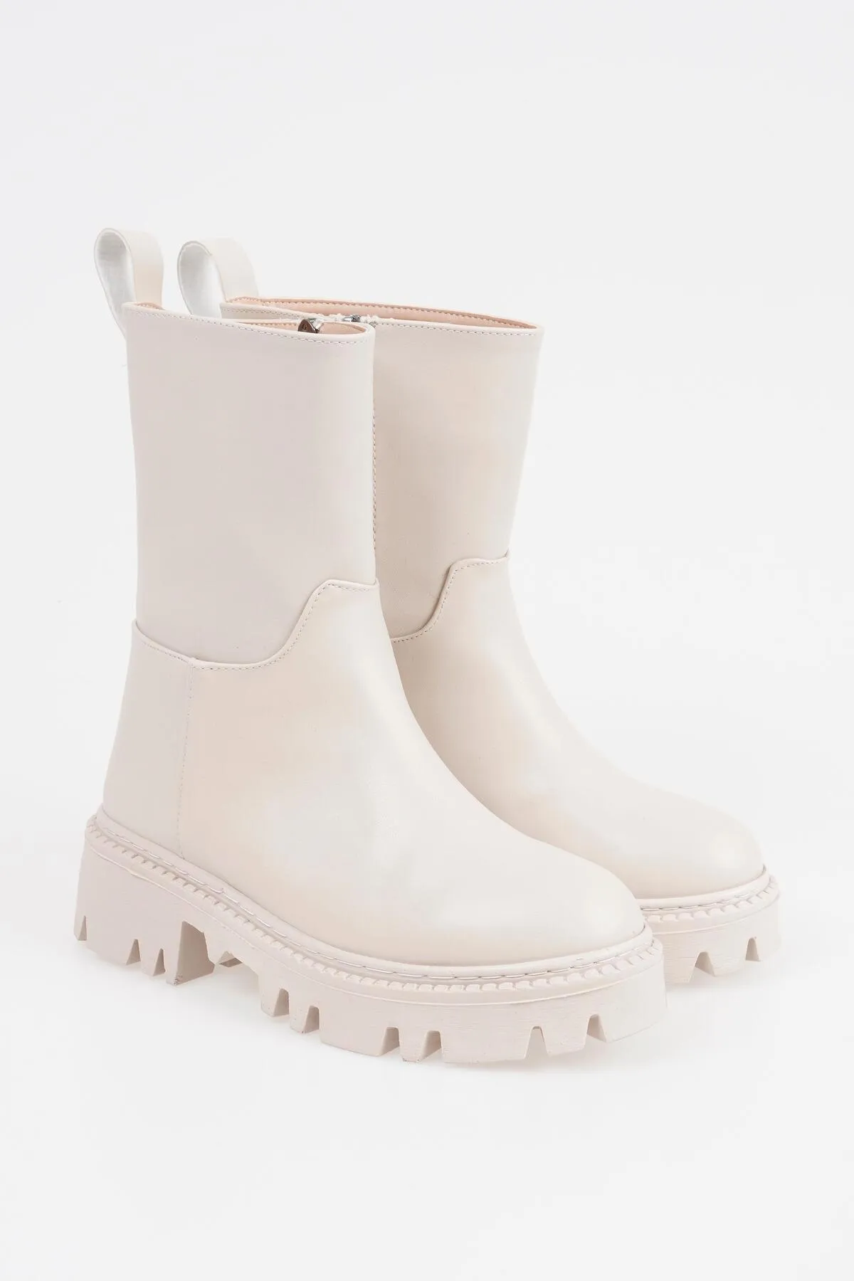 CZ London  Damenstiefel ohne Schnürsenkel, flaches, langes Modell mit gezahnter Sohle