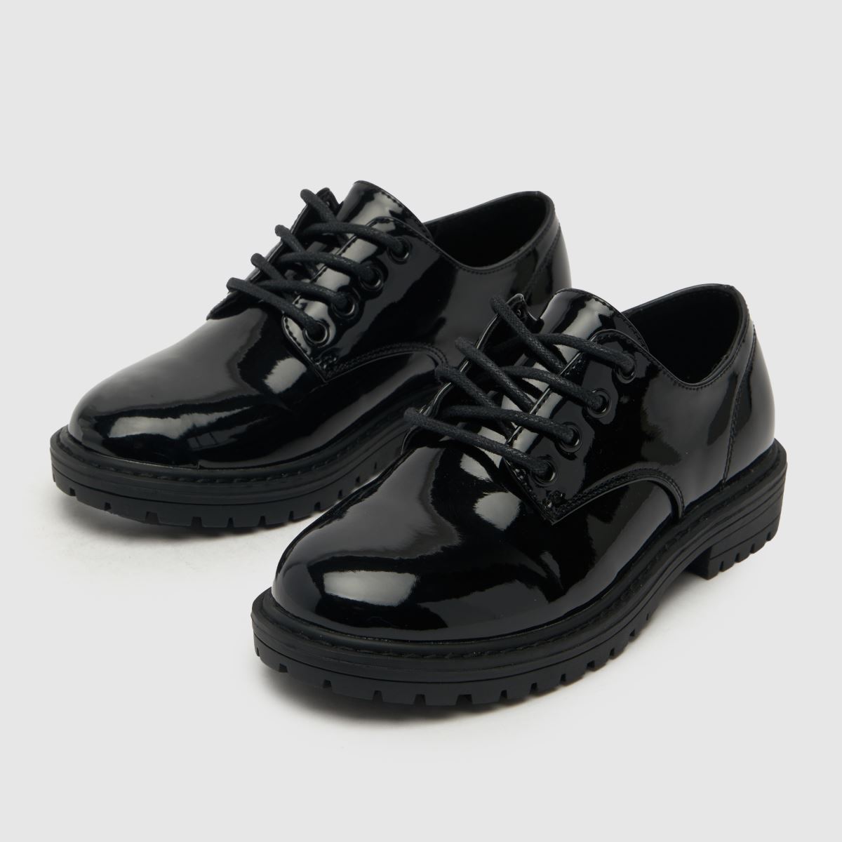 Schuh svarta litchi-spetsskor för flickor och juniorer