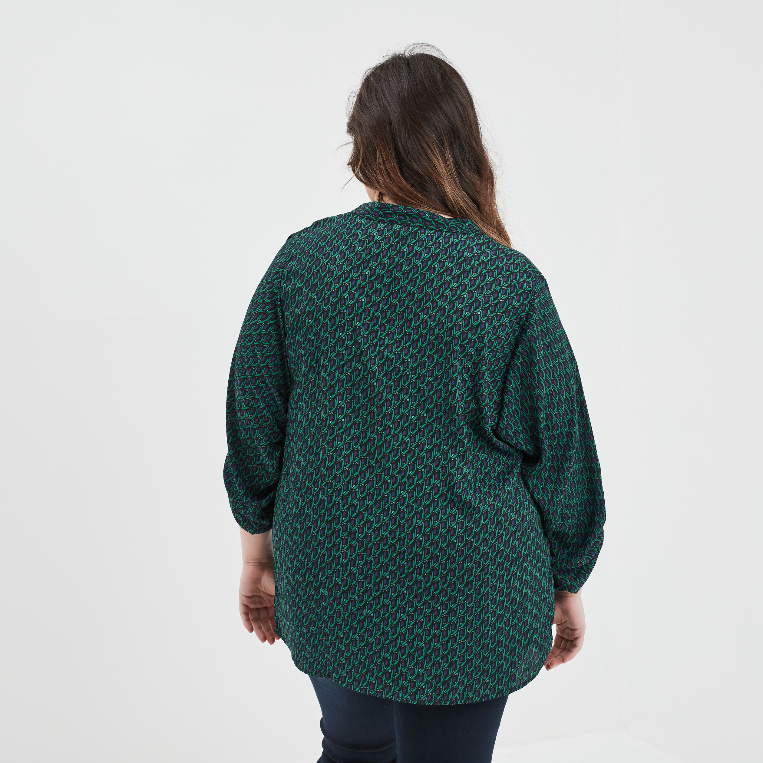 Blouse manches 3 4 bleu marine femme grande taille | La Halle