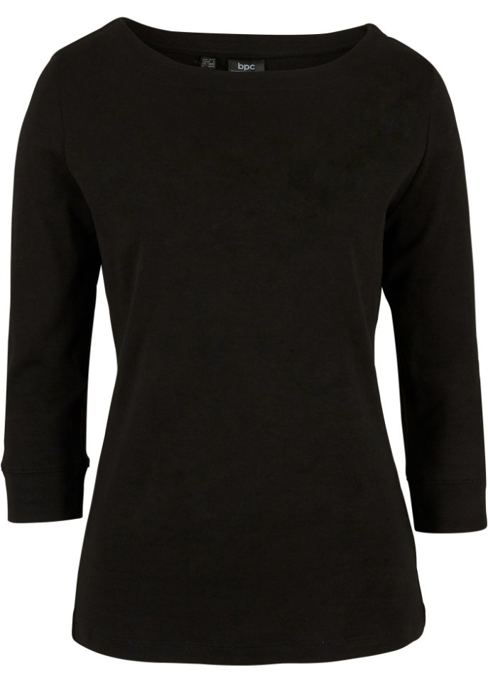 Stretch-Shirt mit U-Boot-Ausschnitt