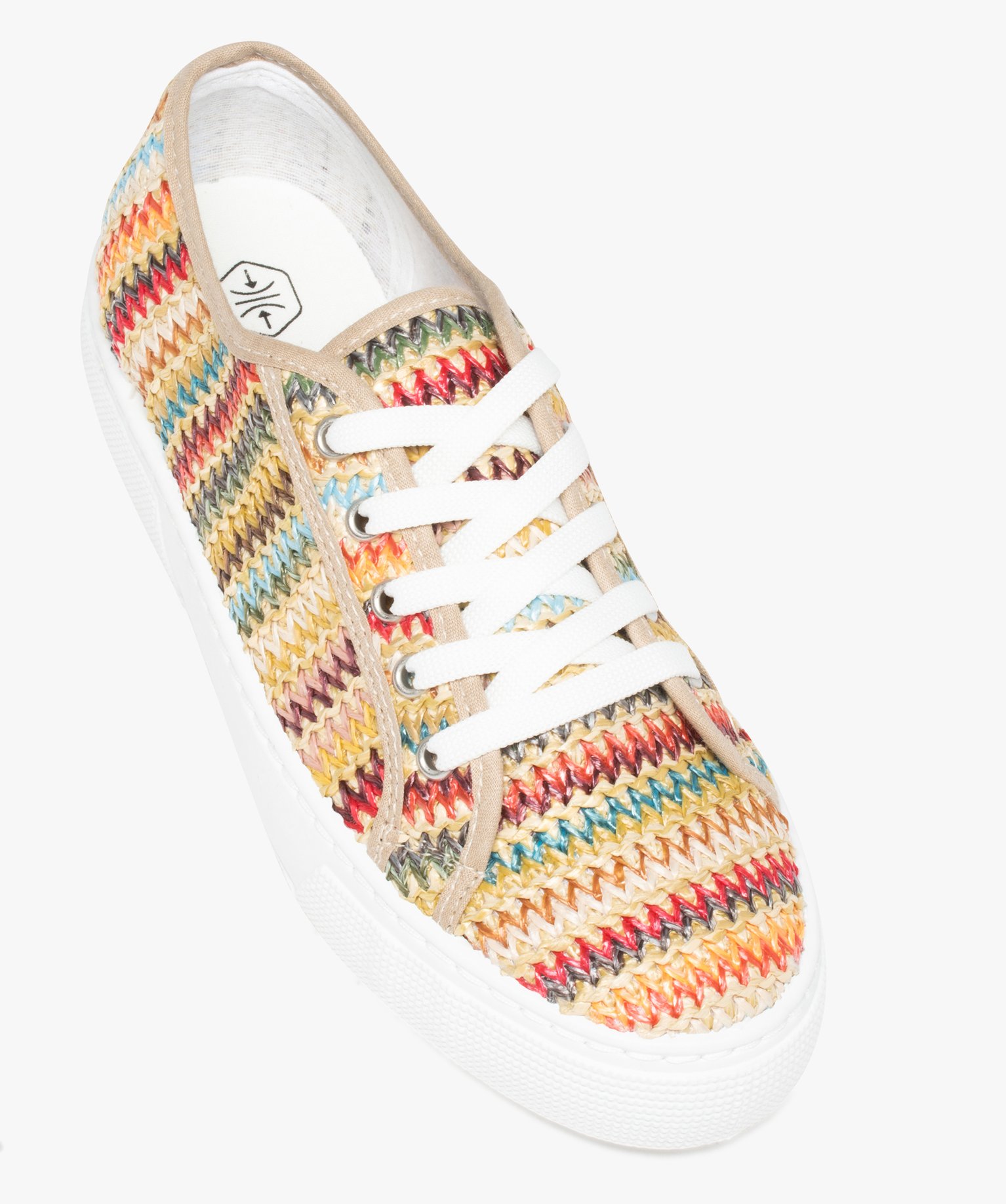 Baskets femme multicolores en toile et à talon compensé multicolore | GEMO