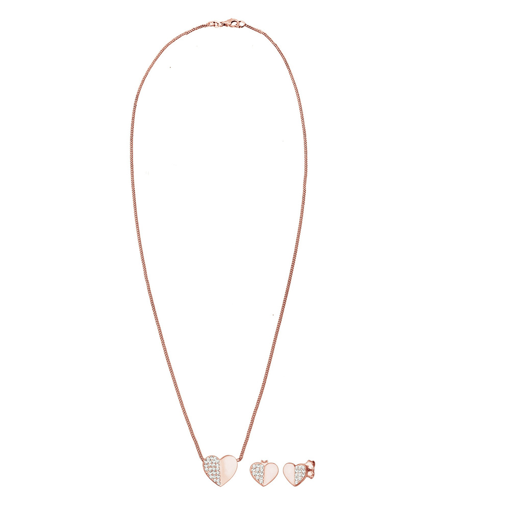 Elli Elli Ensemble de Bijoux Femmes Set cœur avec cristaux en argent sterling 925 Bijoux