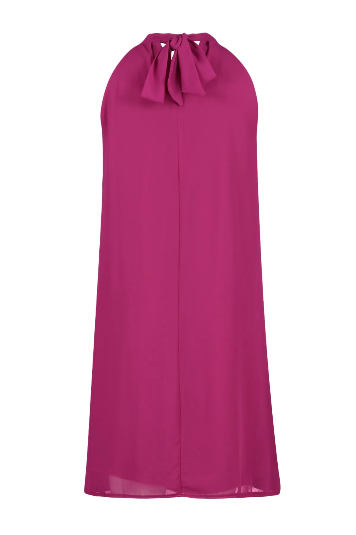 Trendyol Collection  Fuchsia Gerade geschnittenes Neckholder-Minikleid aus gewebtem Chiffon mit Futter TWOSS23EL01059