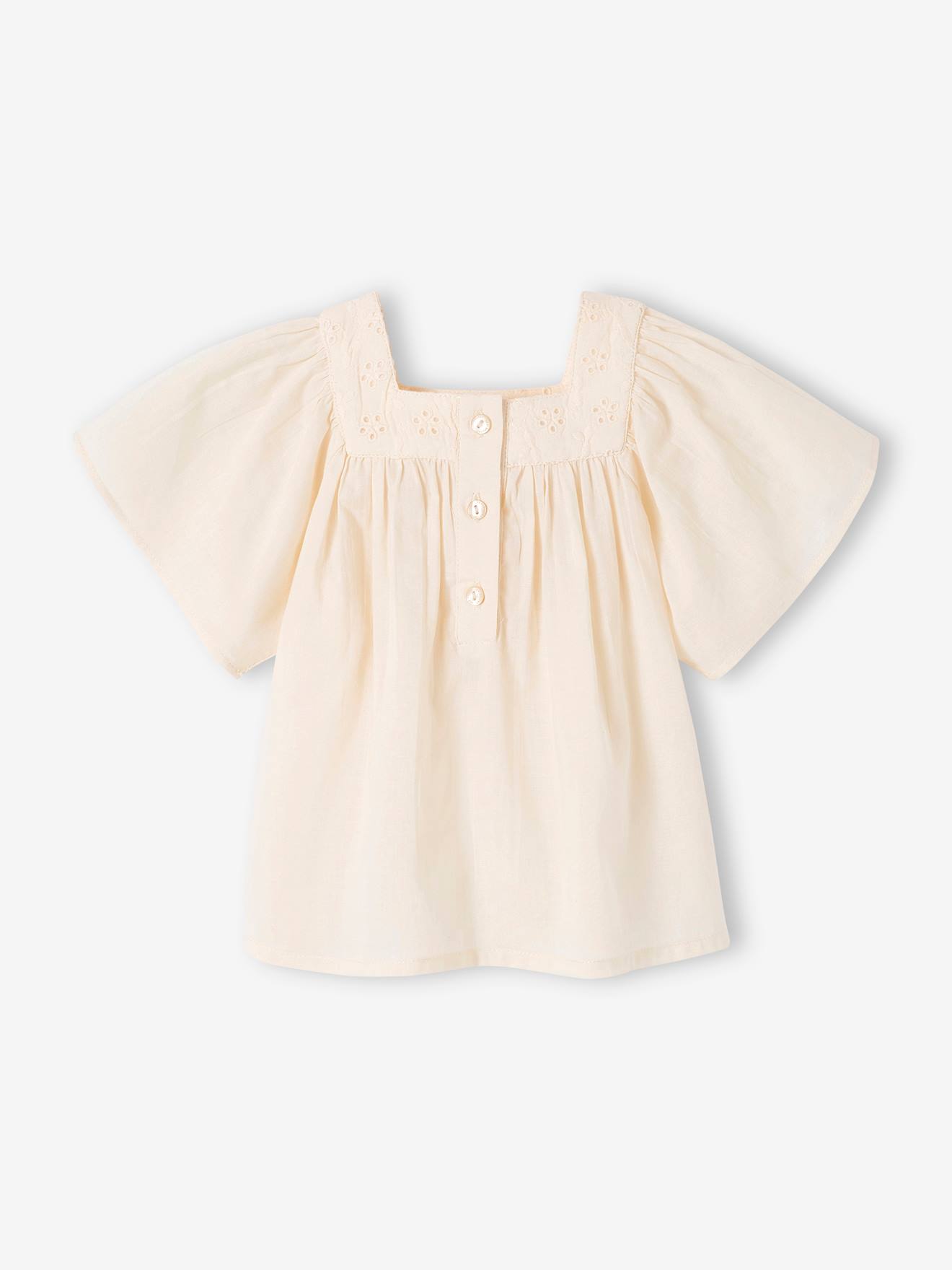 Vertbaudet Baby Bluse mit Lochstickerei - salbeigrün