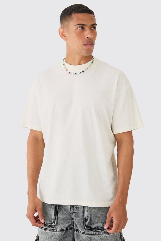 Kastiges Oversize T-Shirt mit Bhm Flammen-Print