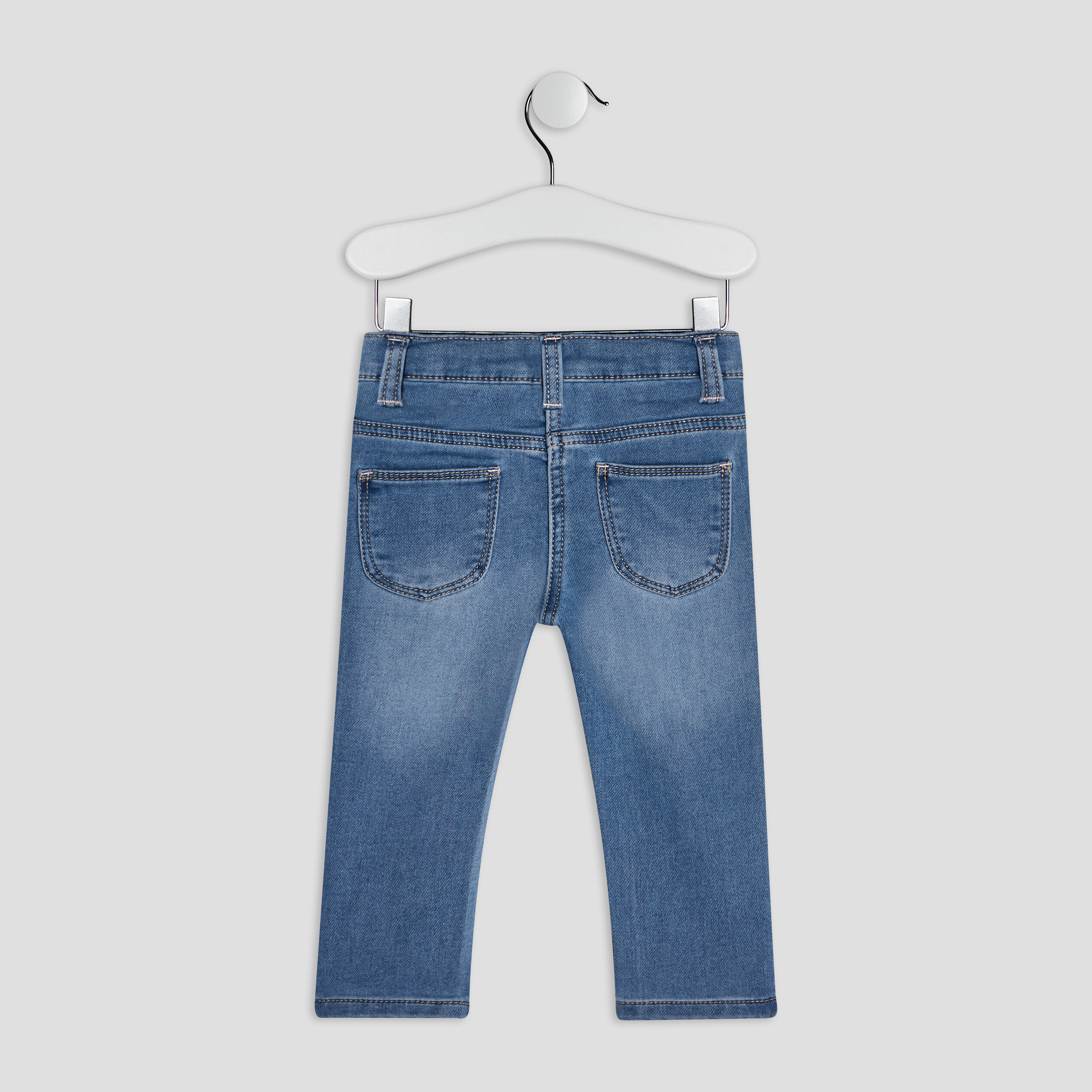 Jean slim ajusté 4 poches denim stone bébé fille | La Halle