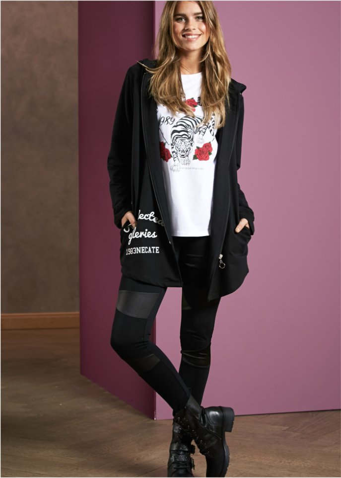 Leggings mit Lederimitat-Einsätzen