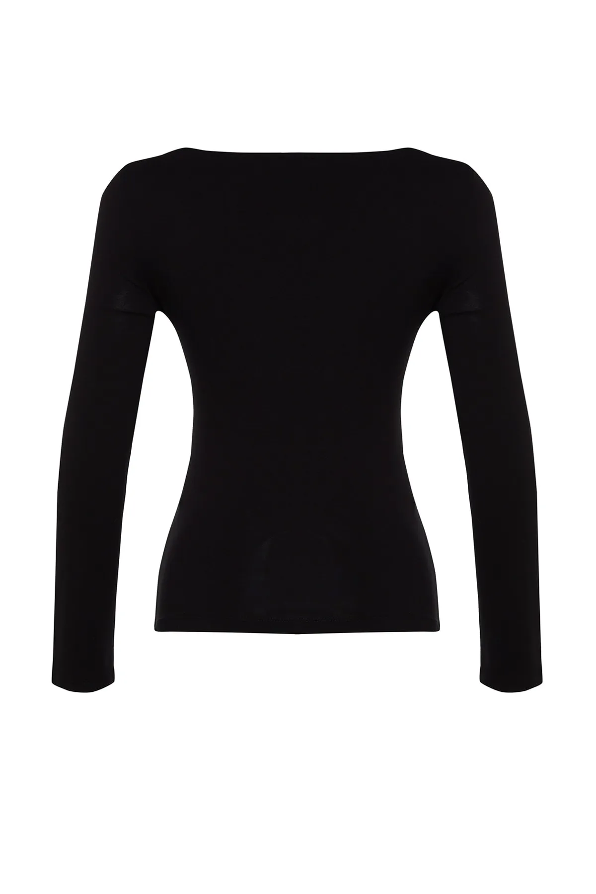Trendyol Collection  Schwarze, dehnbare, figurbetonte Bluse aus Baumwolle mit quadratischem Ausschnitt TWOAW24BZ00016