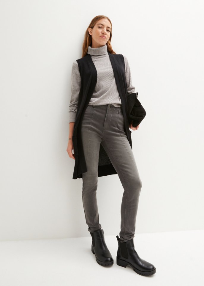 High-Waist-Stretch Thermojeans mit Fleece-Futter und streckenden Nähten