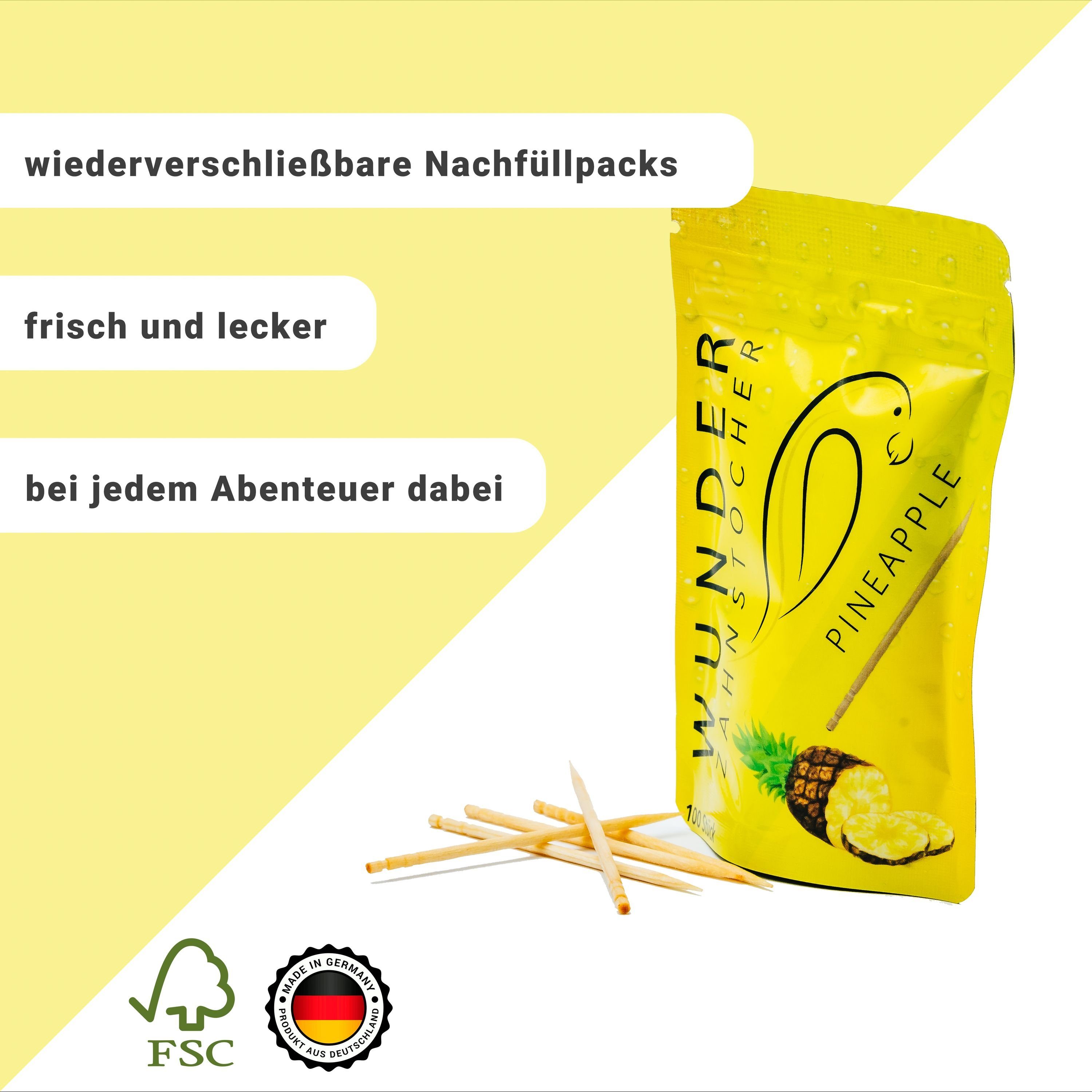 Perfekto24 Mundpflegecenter Wunder Zahnstocher mit Geschmack - 3er Bundle Ananas