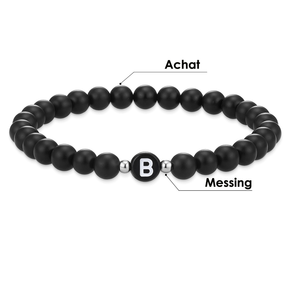 EASTSIDE Bracelet en pierres précieuses Lettres Agate en Noir Bracelet