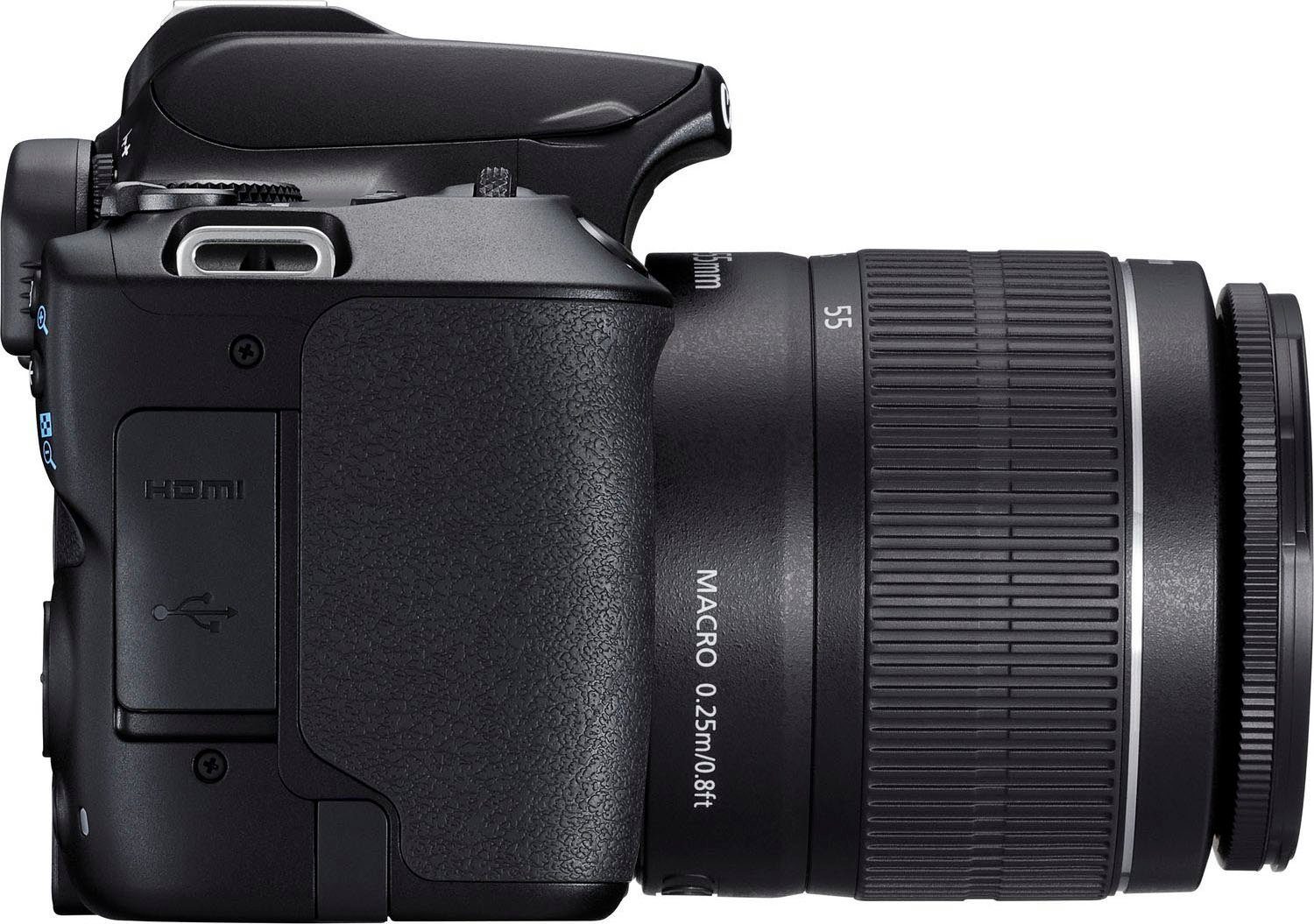 Canon 250D + EF-S 18-55mm f/3.5-5.6 III + SB130 Kit Systemkamera (EF-S 18-55mm f/3.5-5.6 III, 24,1 MP, Bluetooth, WLAN)