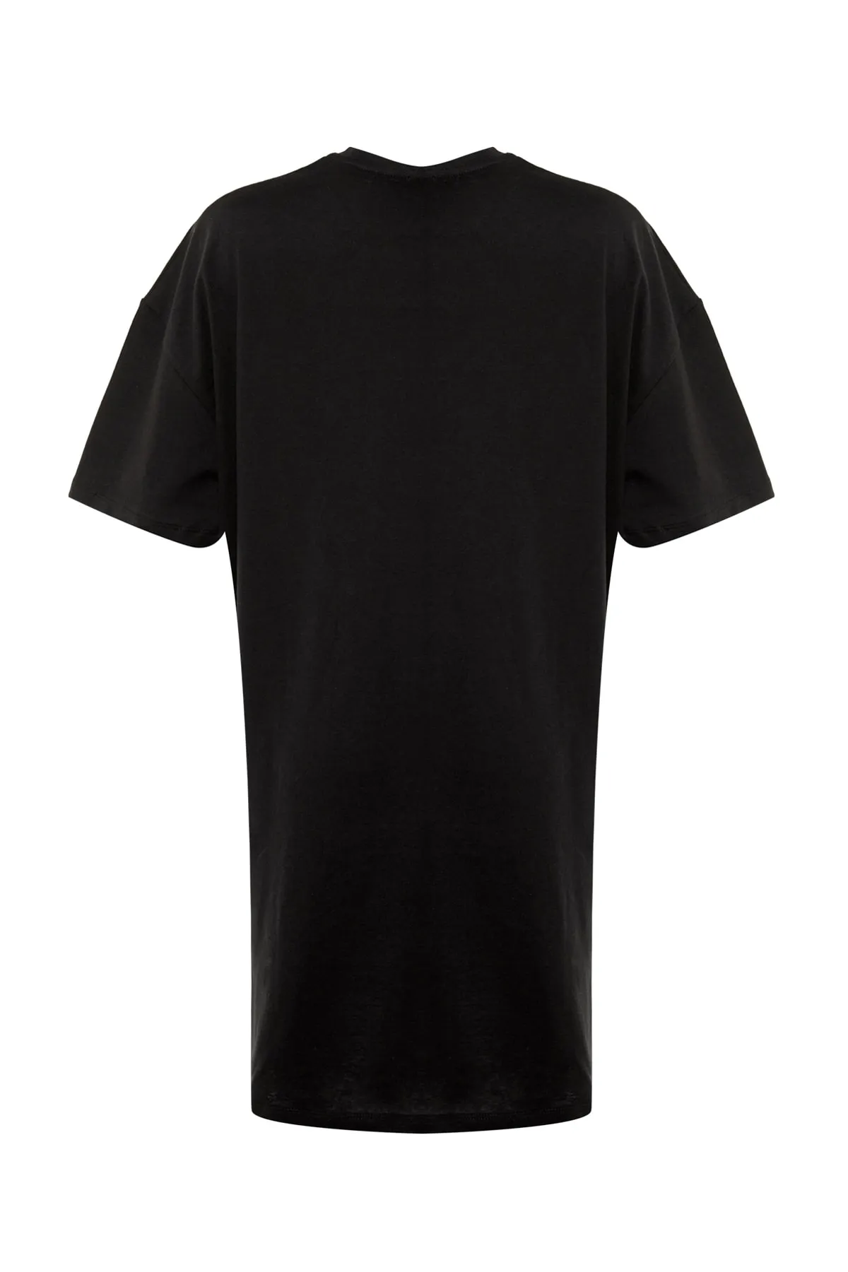 Trendyol Curve  Schwarzes bedrucktes gestricktes T-Shirt-Kleid TBBSS22EL2269