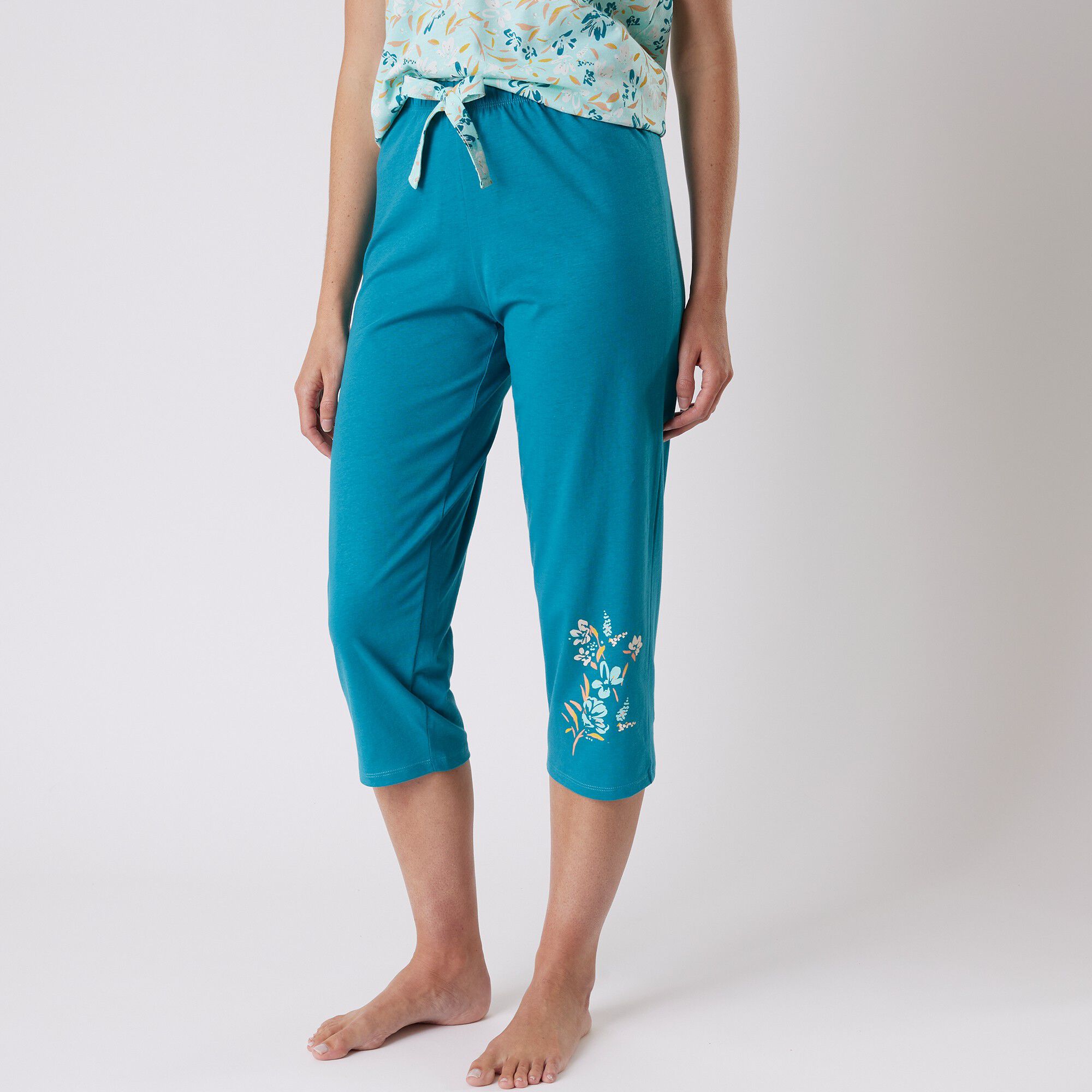 Pantalon court pyjama imprimé placé 