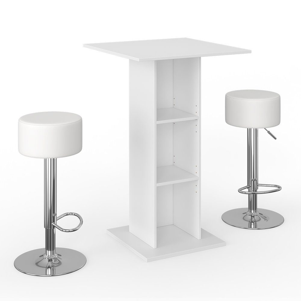 Vicco Bartisch Stehtisch Tresentisch RODEO Weiß inkl. Hocker